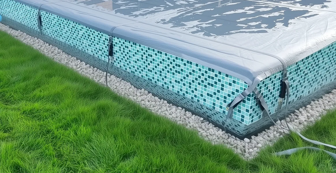 Покрывало для бассейна под снегом — защита зимой в Ноябрьске